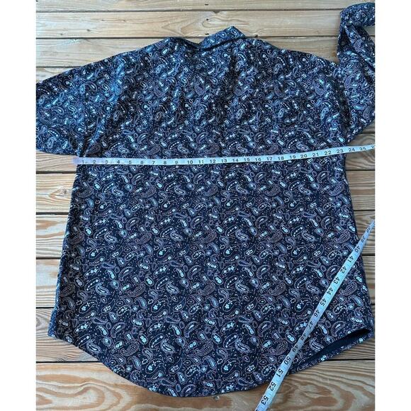 Frank Vintage Paisley Button Up Shirt Size Large Men’s Black Long Sleeve - Picture 7 of 8
